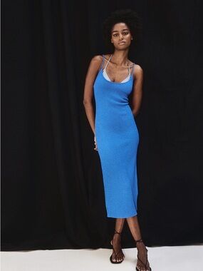 H&M Bright Blue Midi Dress with Strappy Details